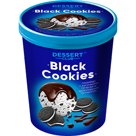 Ведро "Dessert club" Black Cookies пломб.со вкус."орео",с шок.печ. и шок.топ.450г. Айс-Групп